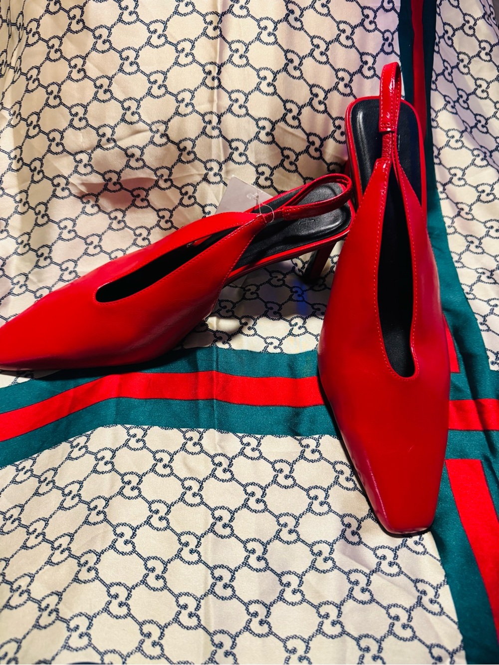 H&M Red Pointed-Toe Slingback Heels